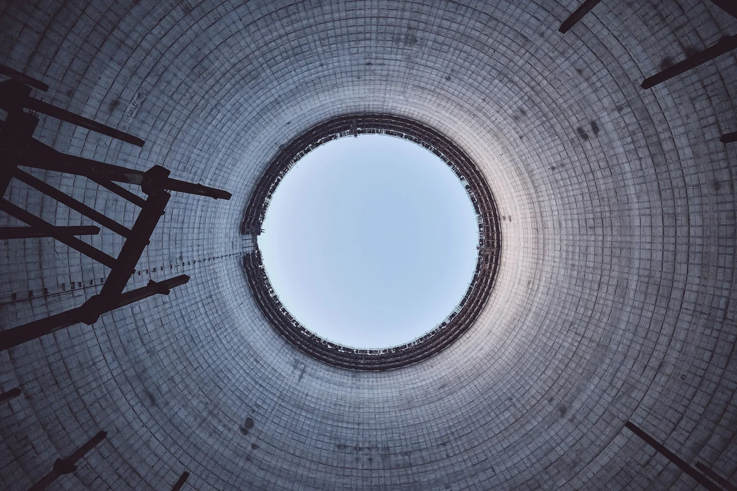 Advanced nuclear facility at dusk