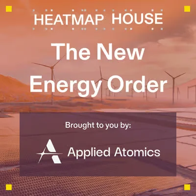 The New Energy Order program image with Heatmap House logo at the top and Applied Atomics at the bottom